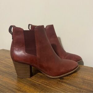 Madewell Dark Cherry Leather Booties size 9.5